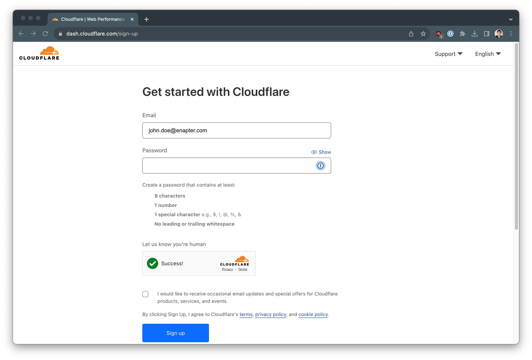 Cloudflare account sign up