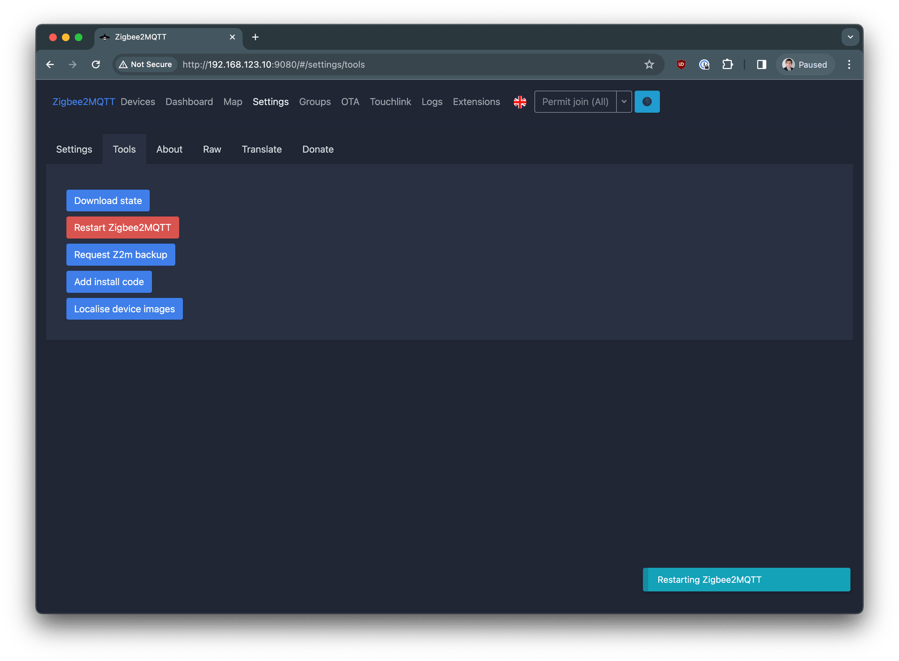 Zigbee2MQTT Web Interface