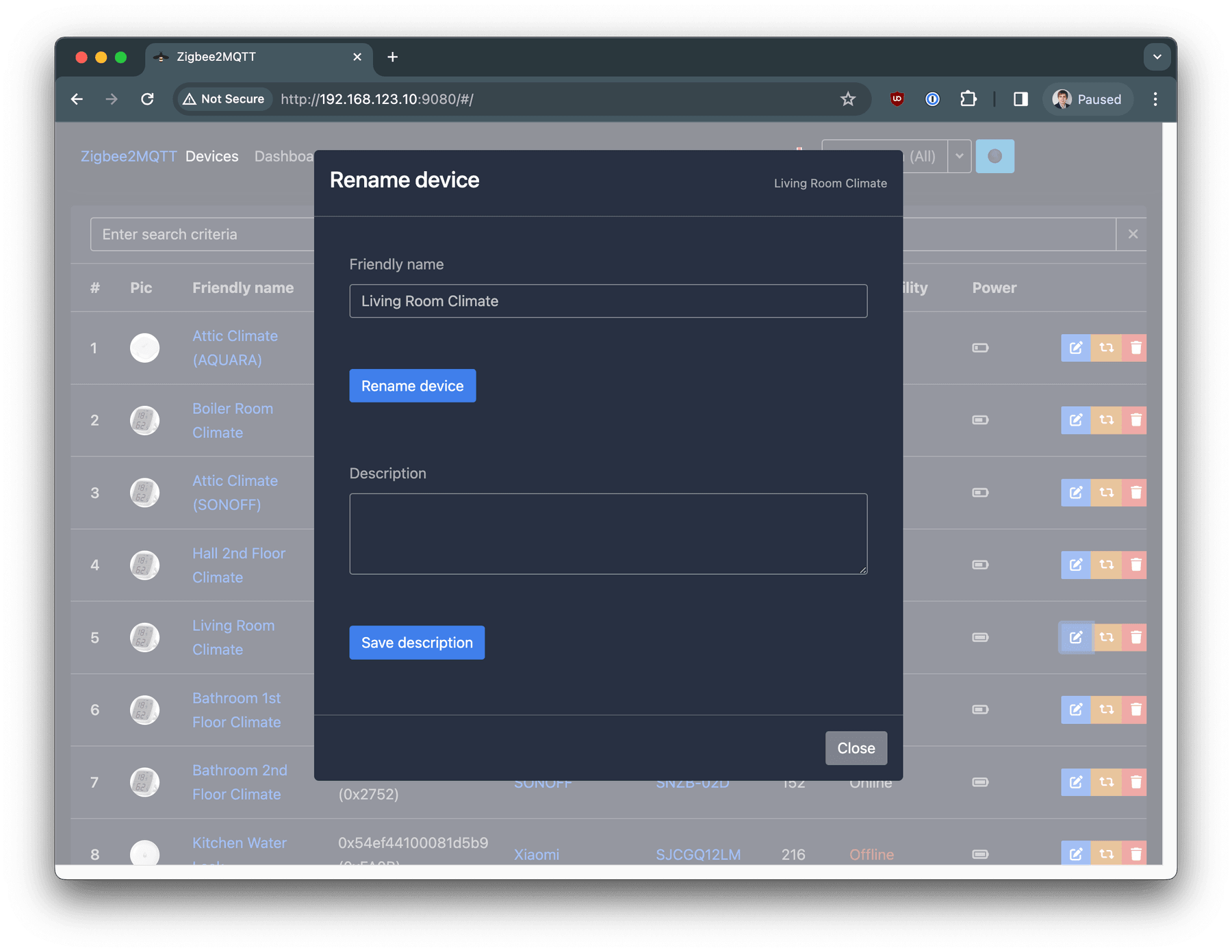 Zigbee2MQTT Web Interface