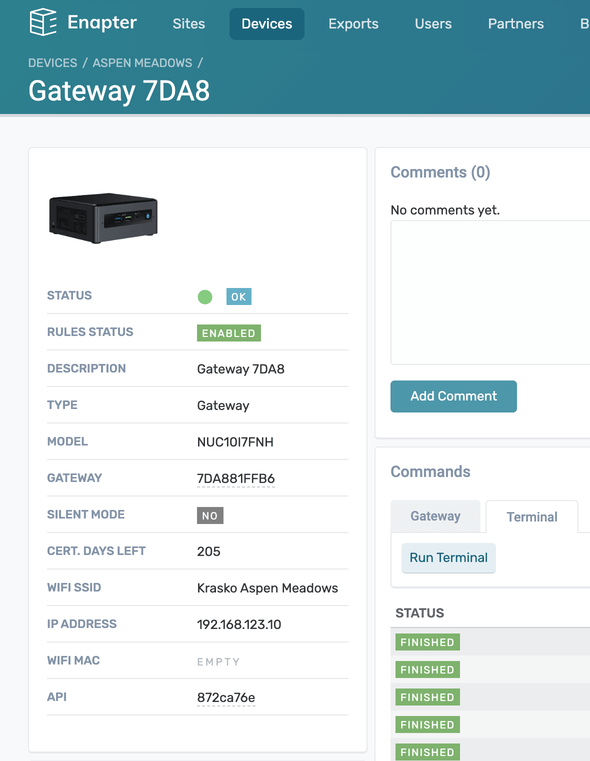 Enapter Cloud Gateway Information Panel