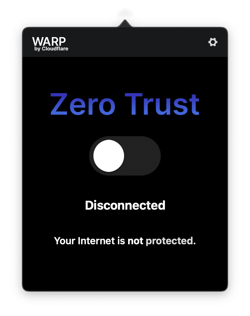 WARP Client connected to Zero Trust.