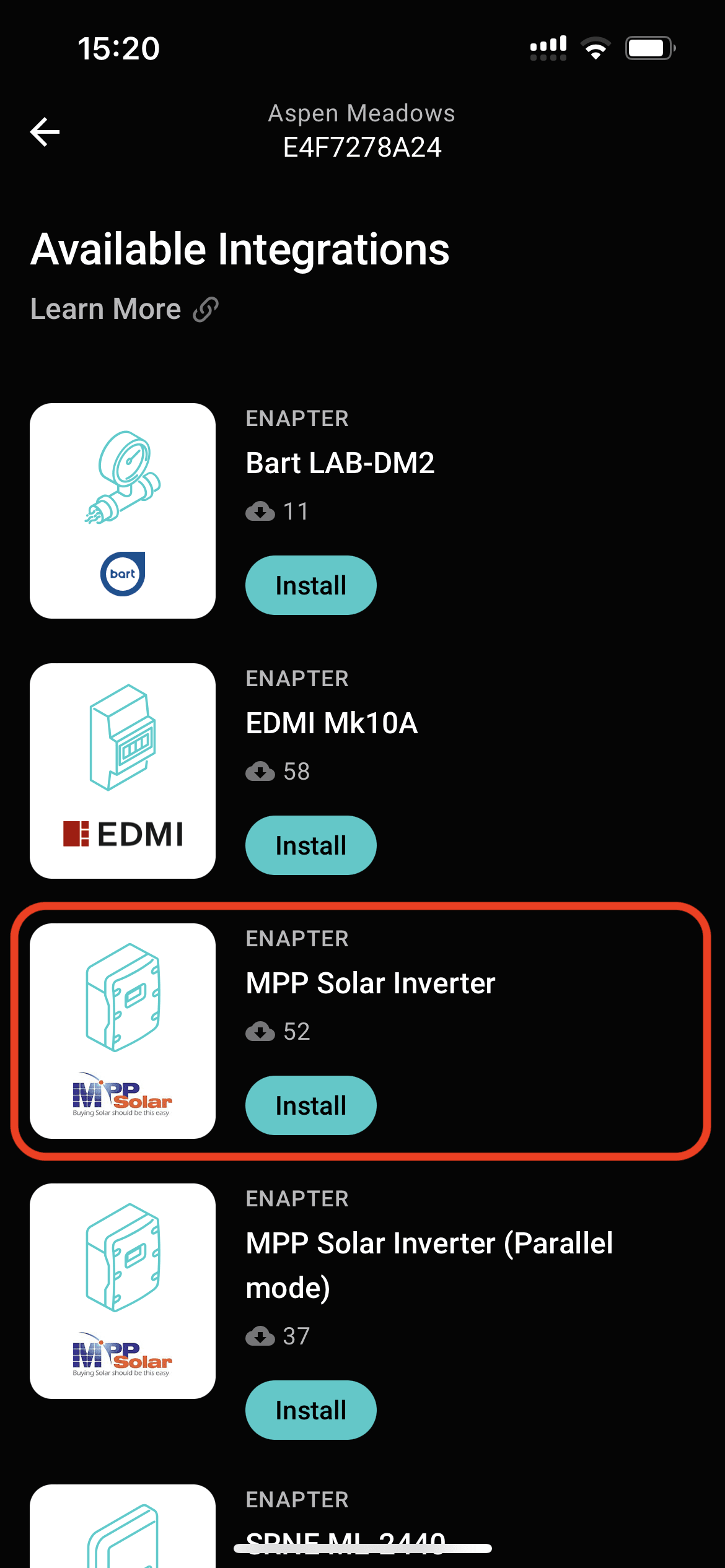 Find MPP Solar Inverter blueprint in the list and press Install