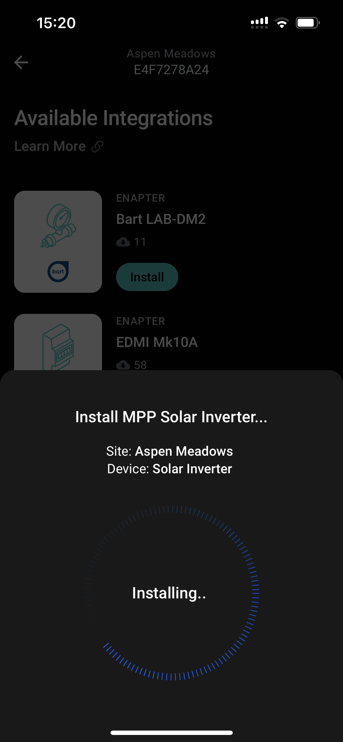 Wait until installation process is finished, normally it takes few seconds