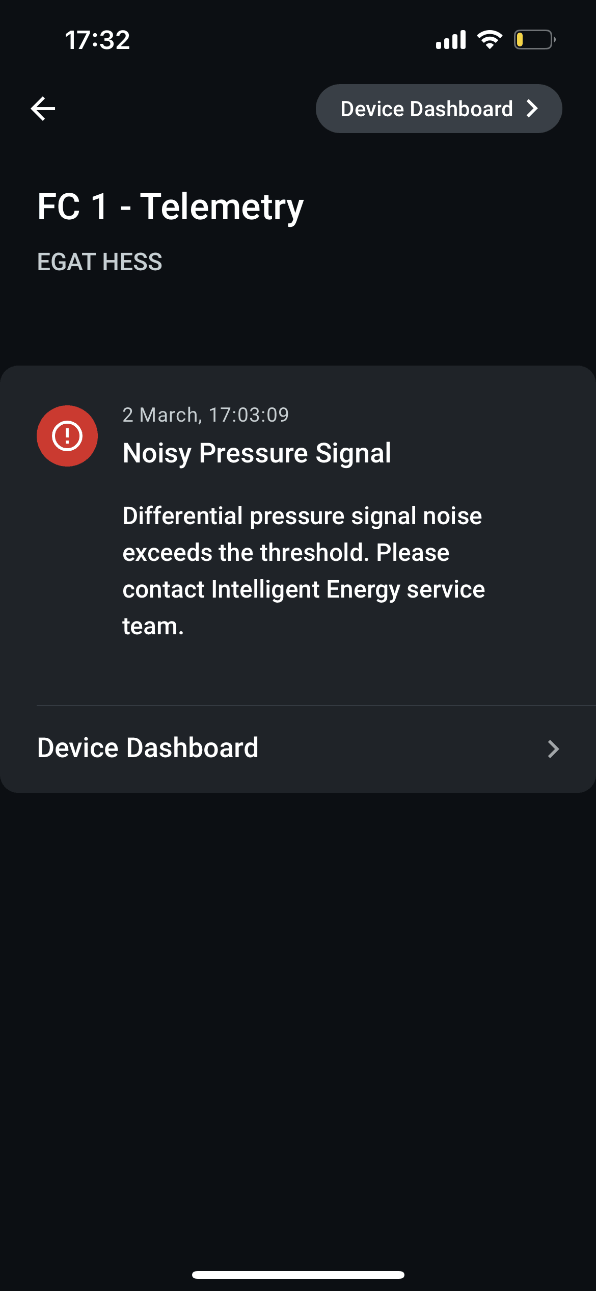 Issue screen shows detailed information about alert and possible resolution steps if any.