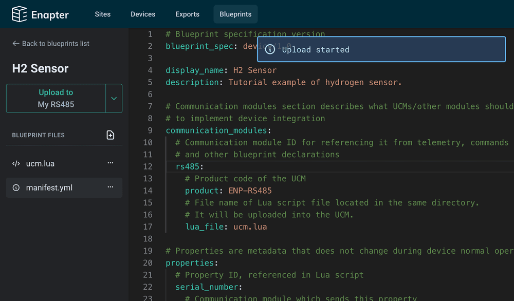 Uploading Blueprint | Enapter Developer Toolkit